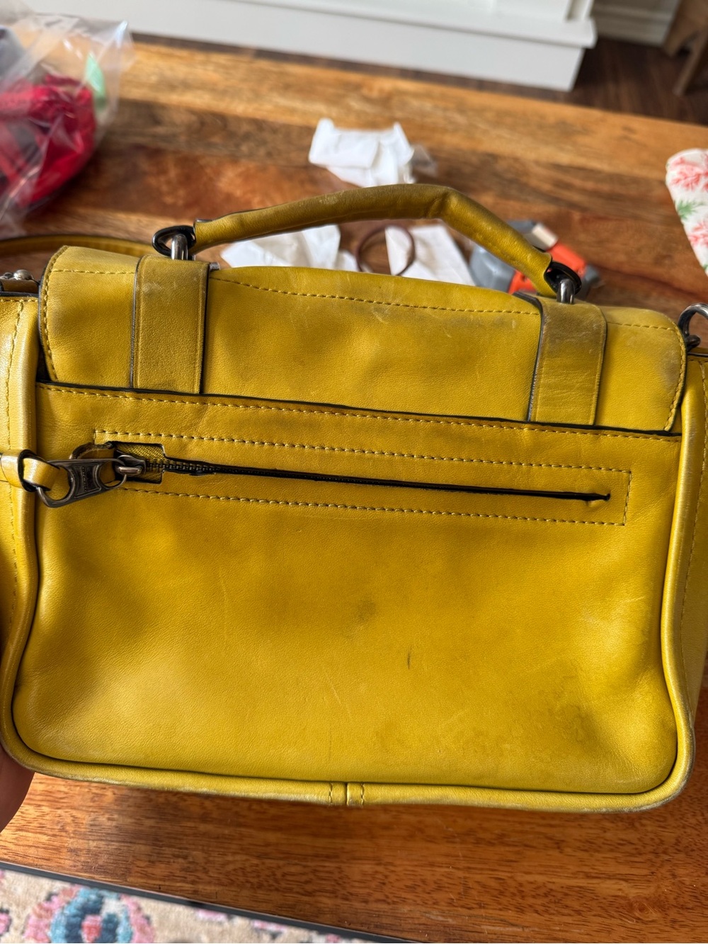 Coach Yellow Leather Satchel with Top Handle - Picture 13 of 16